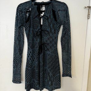 With Jean Crochet Mini Dress NWT
